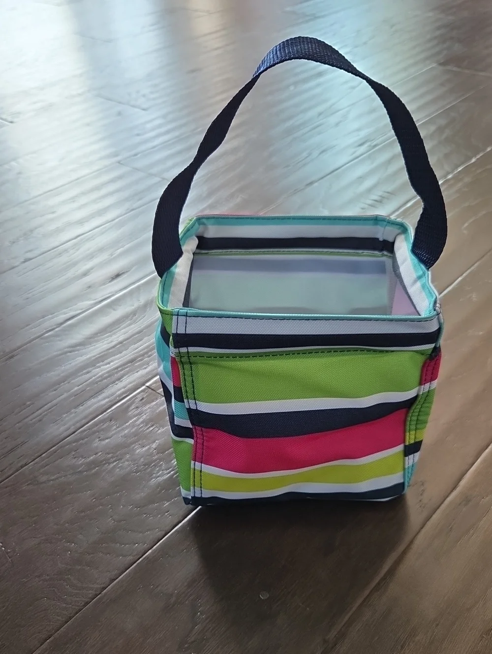 thirty-one Striped Fabric Storage Bin with Mesh Front Pocket